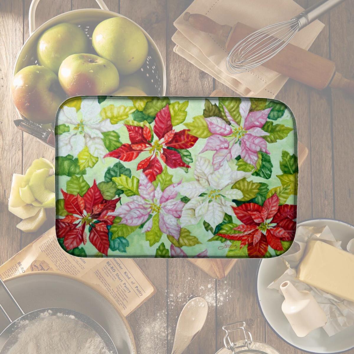 Picture of Carolines Treasures FHC1008DDM Poinsettias by Ferris Hotard Dish Drying Mat