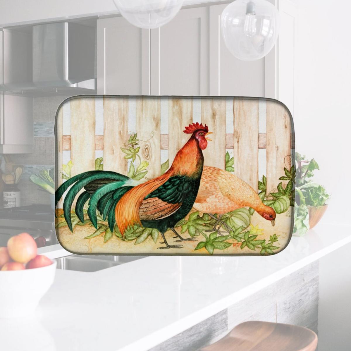 Picture of Carolines Treasures FHC1009DDM Chicken & Rooster by Ferris Hotard Dish Drying Mat