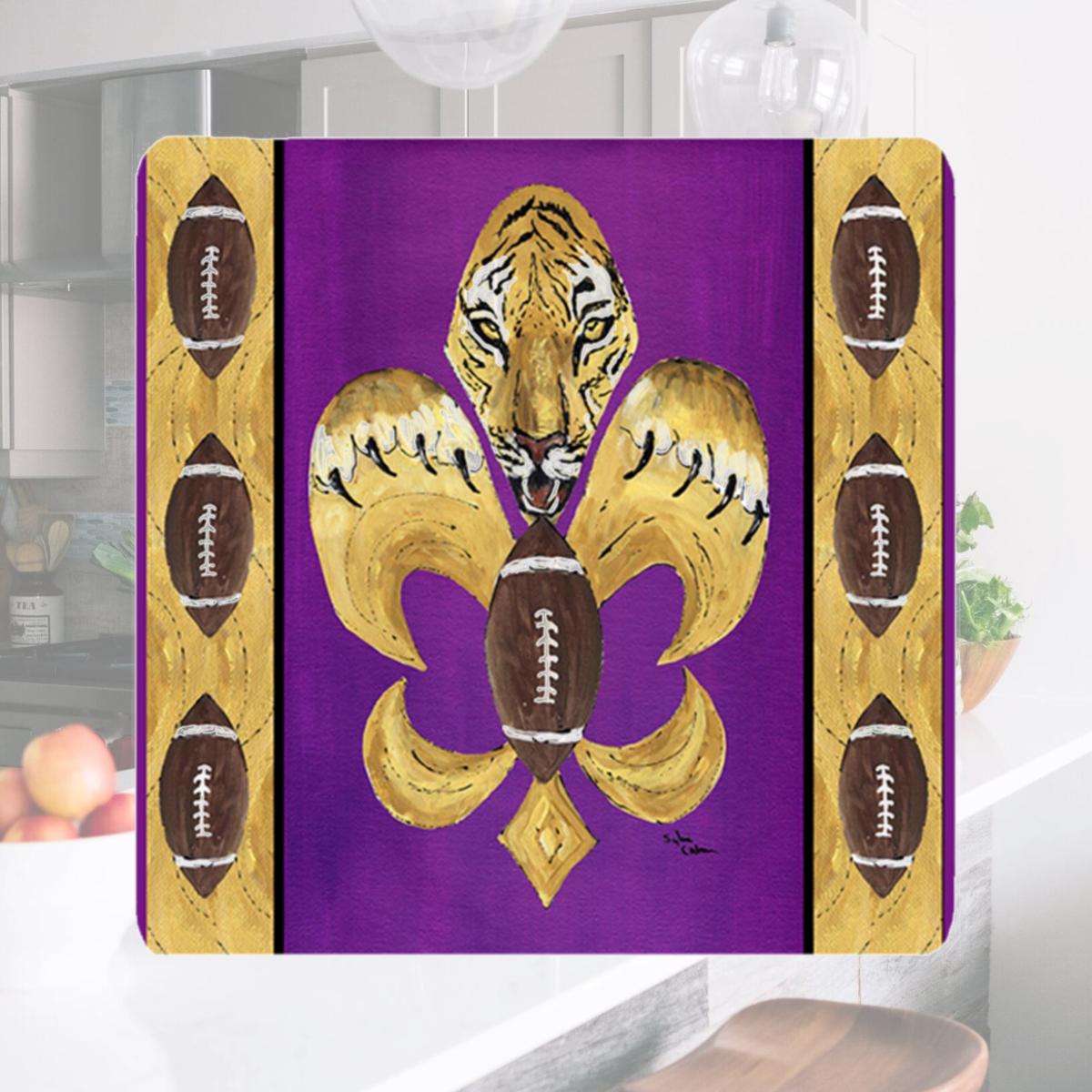 Picture of Carolines Treasures 8205FC Tiger Football Fleur De Lis Foam Coasters - Set Of 4- 3.5 x 3.5 In.