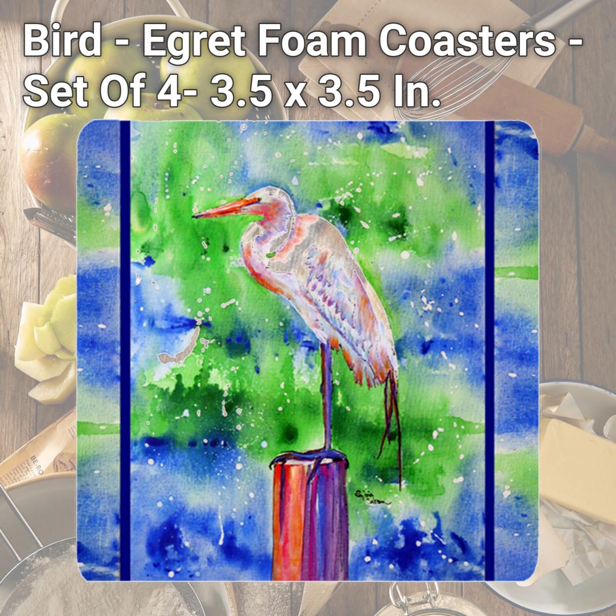 Picture of Carolines Treasures 8358FC Bird - Egret Foam Coasters - Set Of 4- 3.5 x 3.5 In.