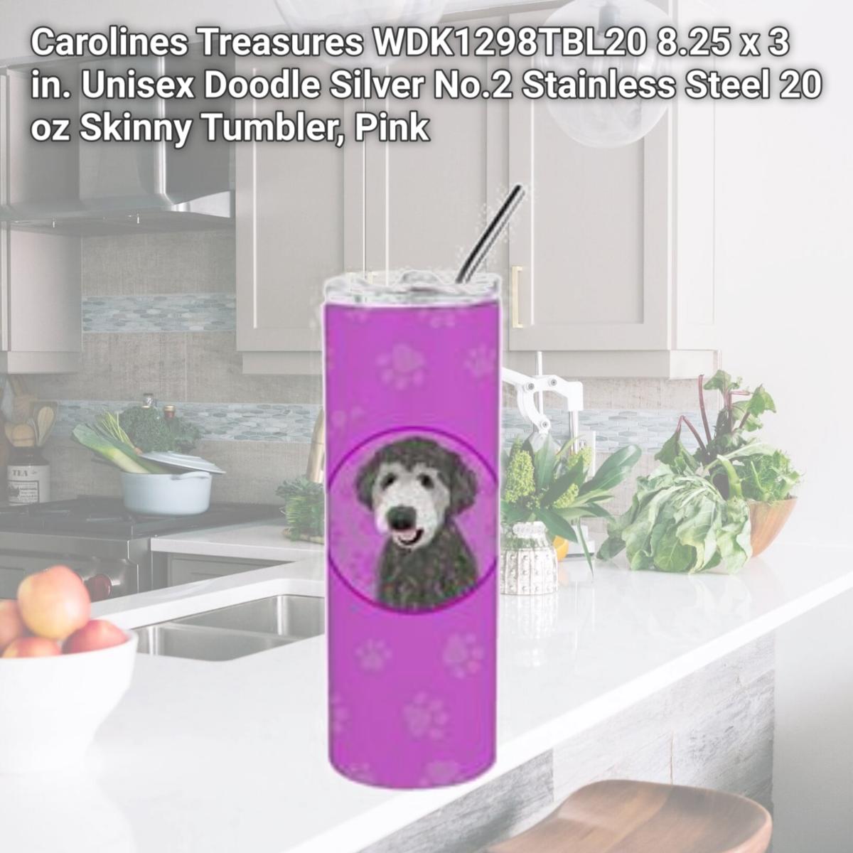 Picture of Carolines Treasures WDK1298TBL20 8.25 x 3 in. Unisex Doodle Silver No.2 Stainless Steel 20 oz Skinny Tumbler, Pink