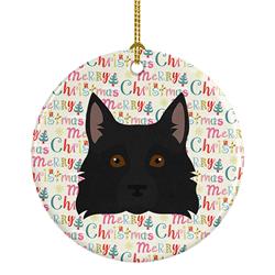 2.8 x 2.8 in. Unisex Schipperke Merry Christmas Ceramic Ornament, Multi Color