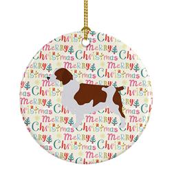 2.8 x 2.8 in. Unisex Welsh Springer Spaniel Merry Christmas Ceramic Ornament, Multi Color
