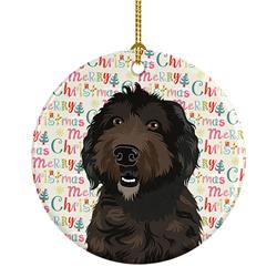 2.8 x 2.8 in. Unisex Doodle Chocolate No.1 Christmas Ceramic Ornament
