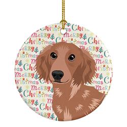 2.8 x 2.8 in. Unisex Chihuahua Red No.2 Christmas Ceramic Ornament