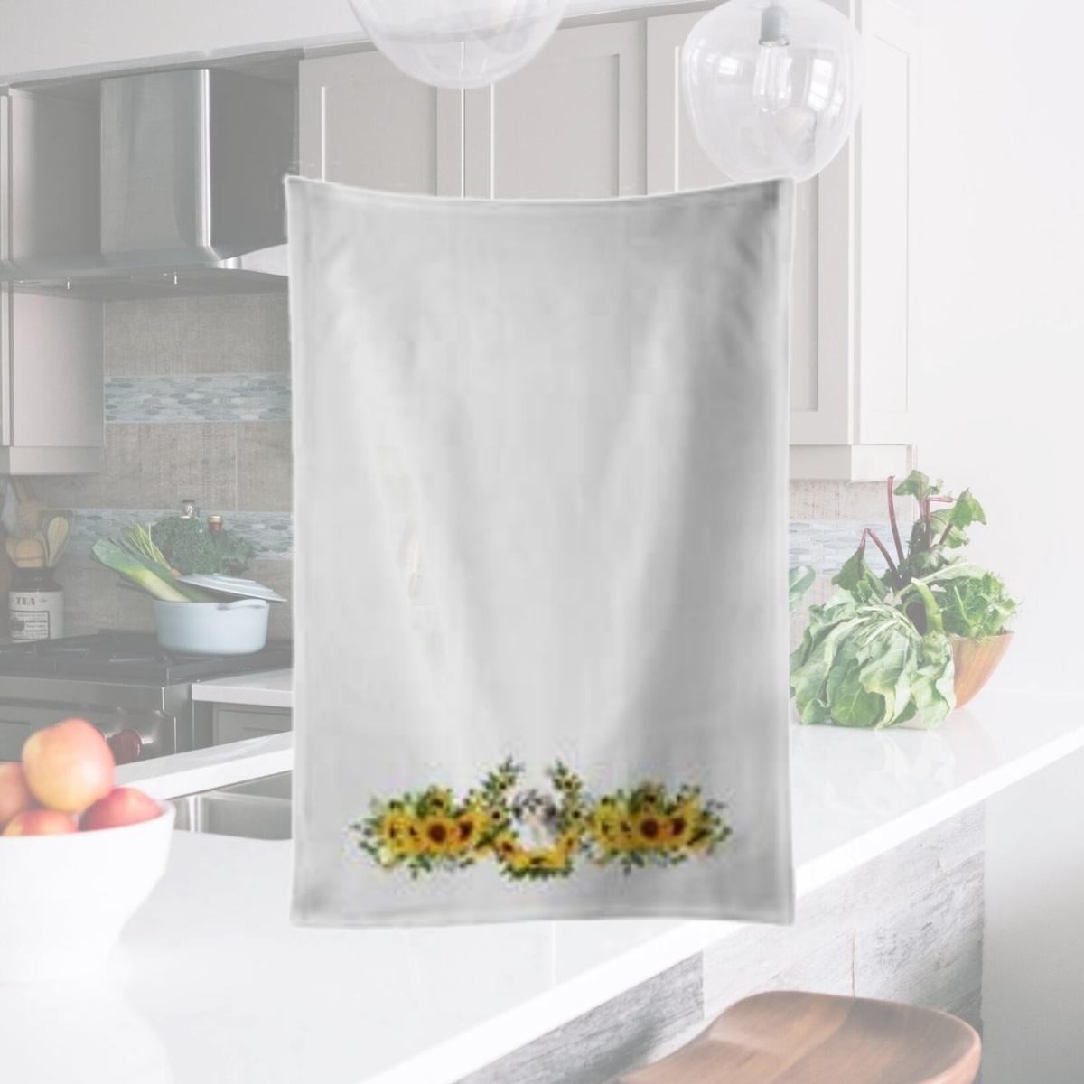 Picture of Carolines Treasures CK2960WTKT 28 x 19 in. Unisex Shih Tzu Puppy in Sunflowers White Dish Towels Kitchen Towel - Set of 2