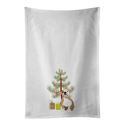 UPC 785578729279 product image for 28 x 19 in. Unisex English Bulldog Fawn & White Christmas White Dish Towels Kitc | upcitemdb.com