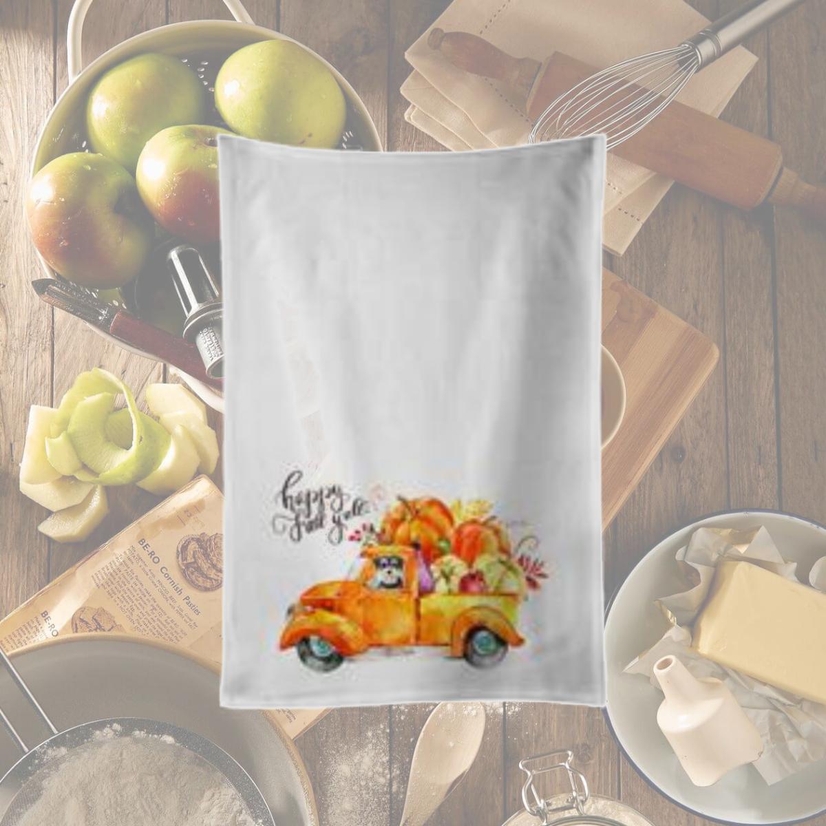 Picture of Carolines Treasures CK2627WTKT 28 x 19 in. Unisex Fall Harvest Schnauzer White Dish Towels Kitchen Towel - Set of 2