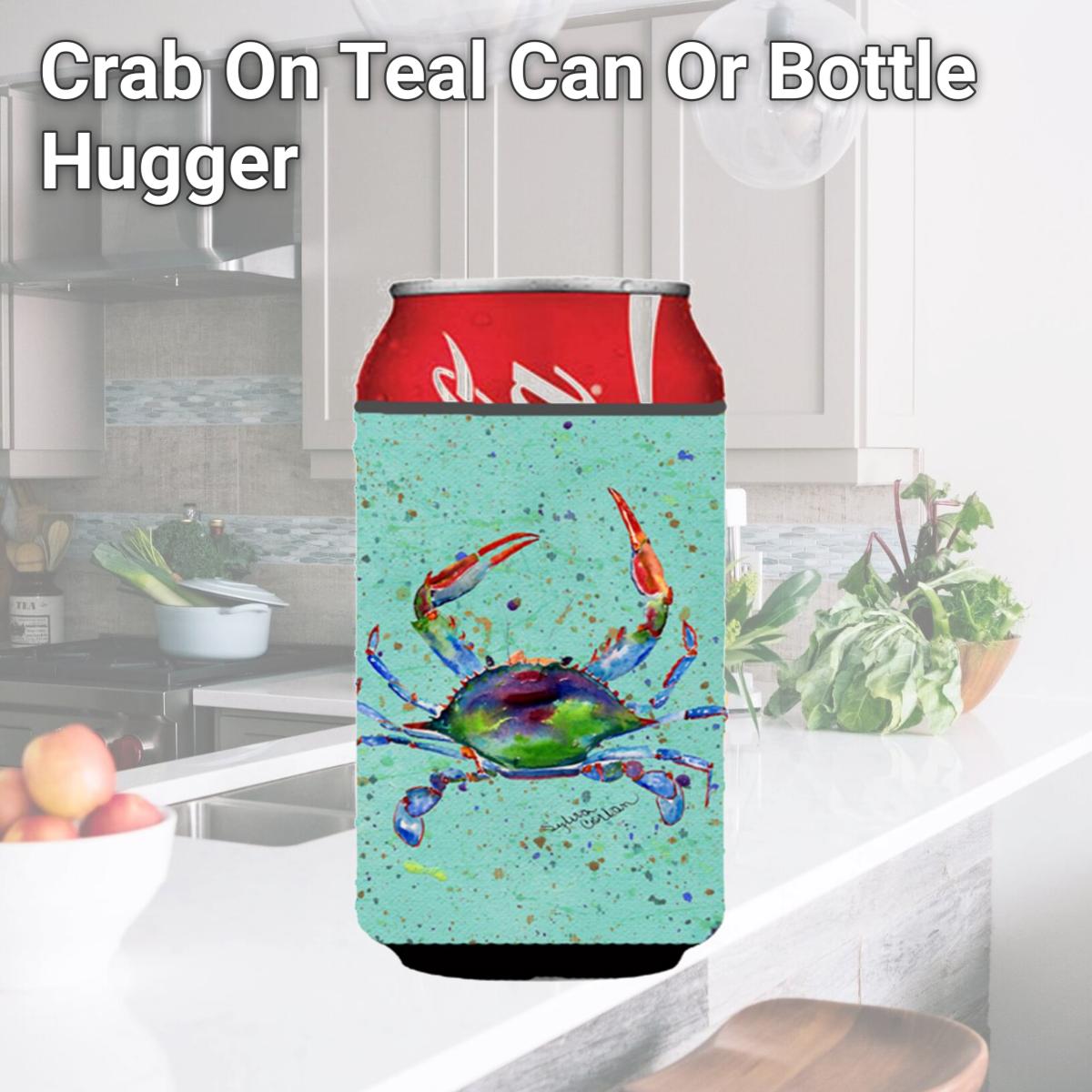 Picture of Carolines Treasures 8462CC Crab On Teal Can Or Bottle  Hugger