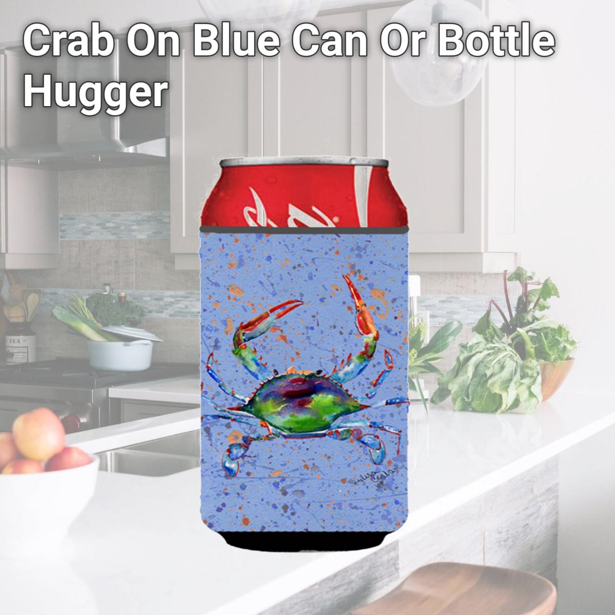Picture of Carolines Treasures 8457CC Crab On Blue Can Or Bottle  Hugger
