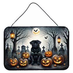 UPC 780257129814 product image for 12 x 8 in. Unisex Black Pug Spooky Halloween Wall or Door Hanging Prints | upcitemdb.com
