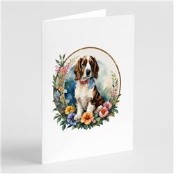 DAC2210GCA7P 0.01 x 5 x 7 in. Welsh Springer Spaniel & Flowers Greeting Cards & Envelopes, Pack of 8