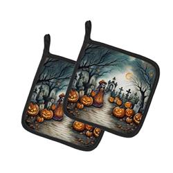 0.3 x 7.5 x 7.5 in. La Catrina Skeleton Spooky Halloween Pair of Pot Holders