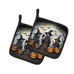 0.3 x 7.5 x 7.5 in. Witches Spooky Halloween Pair of Pot Holders