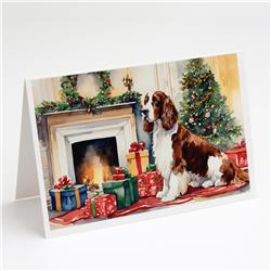 DAC2760GCA7P 7 x 5 x 0.01 in. Welsh Springer Spaniel Cozy Christmas Greeting Cards - Pack of 8