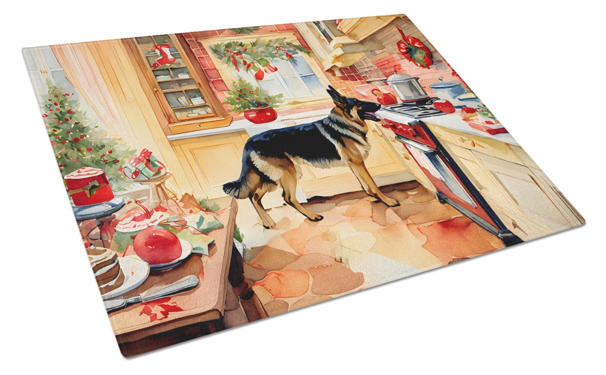 15 x 12 in. Unisex German Shepherd Christmas Cookies Glass Cutting Board