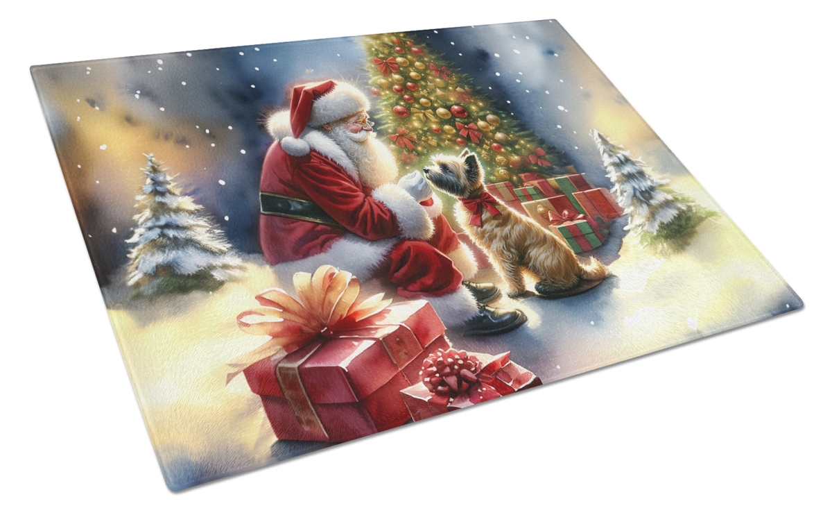 UPC 194030916681 product image for DAC4088LCB 15 x 12 in. Unisex Cairn Terrier & Santa Claus Glass Cutting Board | upcitemdb.com