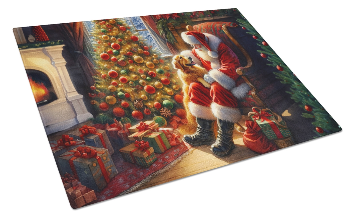 UPC 194030916971 product image for DAC4117LCB 15 x 12 in. Unisex Golden Retriever & Santa Claus Glass Cutting Board | upcitemdb.com