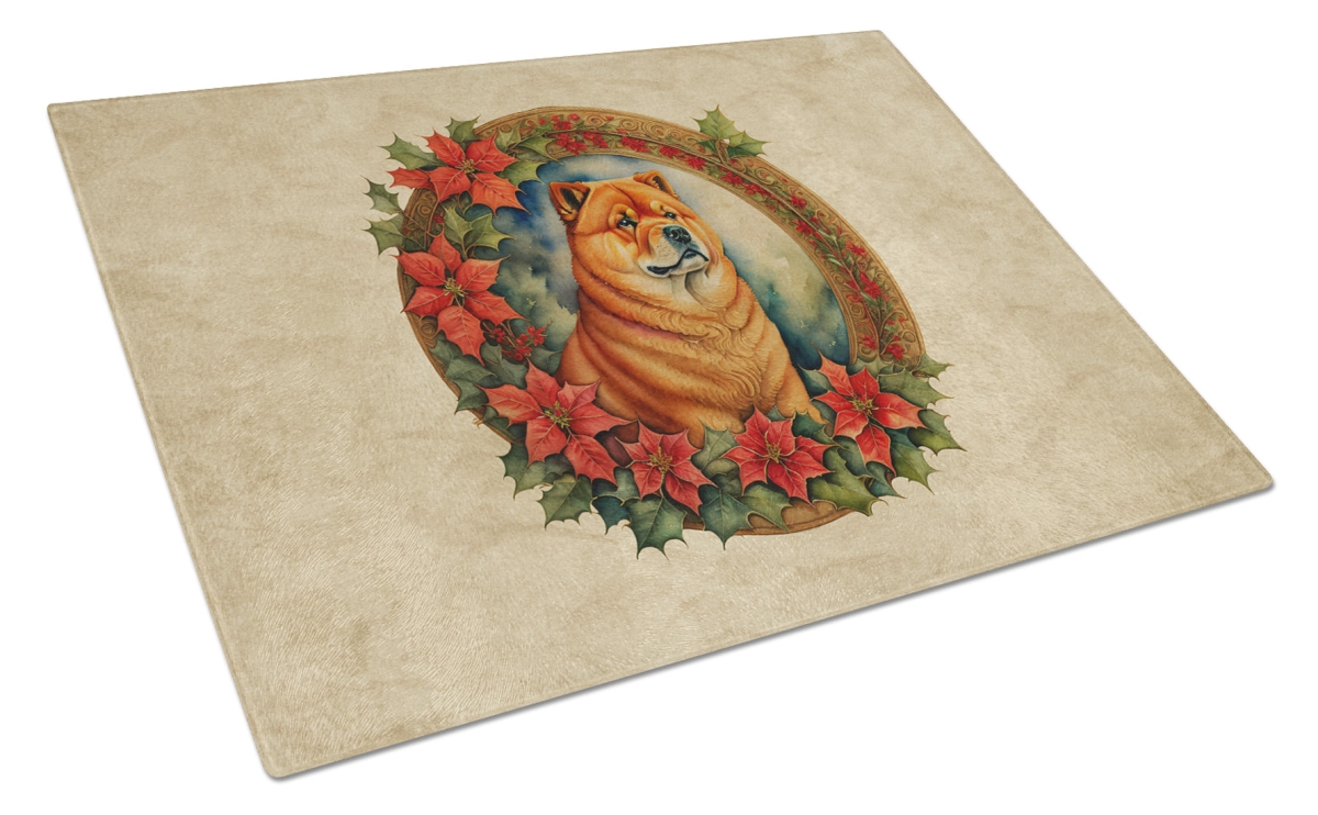 UPC 194030876015 product image for DAC2344LCB 15 x 12 in. Chow Chow Christmas Flowers Glass Cutting Board | upcitemdb.com