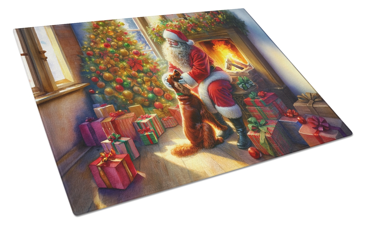 UPC 194030917060 product image for DAC4126LCB 15 x 12 in. Unisex Irish Setter & Santa Claus Glass Cutting Board | upcitemdb.com