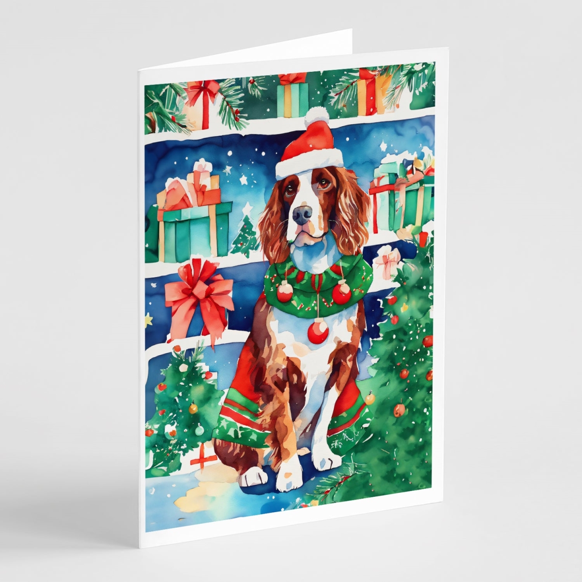 DAC3681GCA7P 5 x 7 in. Unisex Welsh Springer Spaniel Christmas Greeting Cards - Pack of 8
