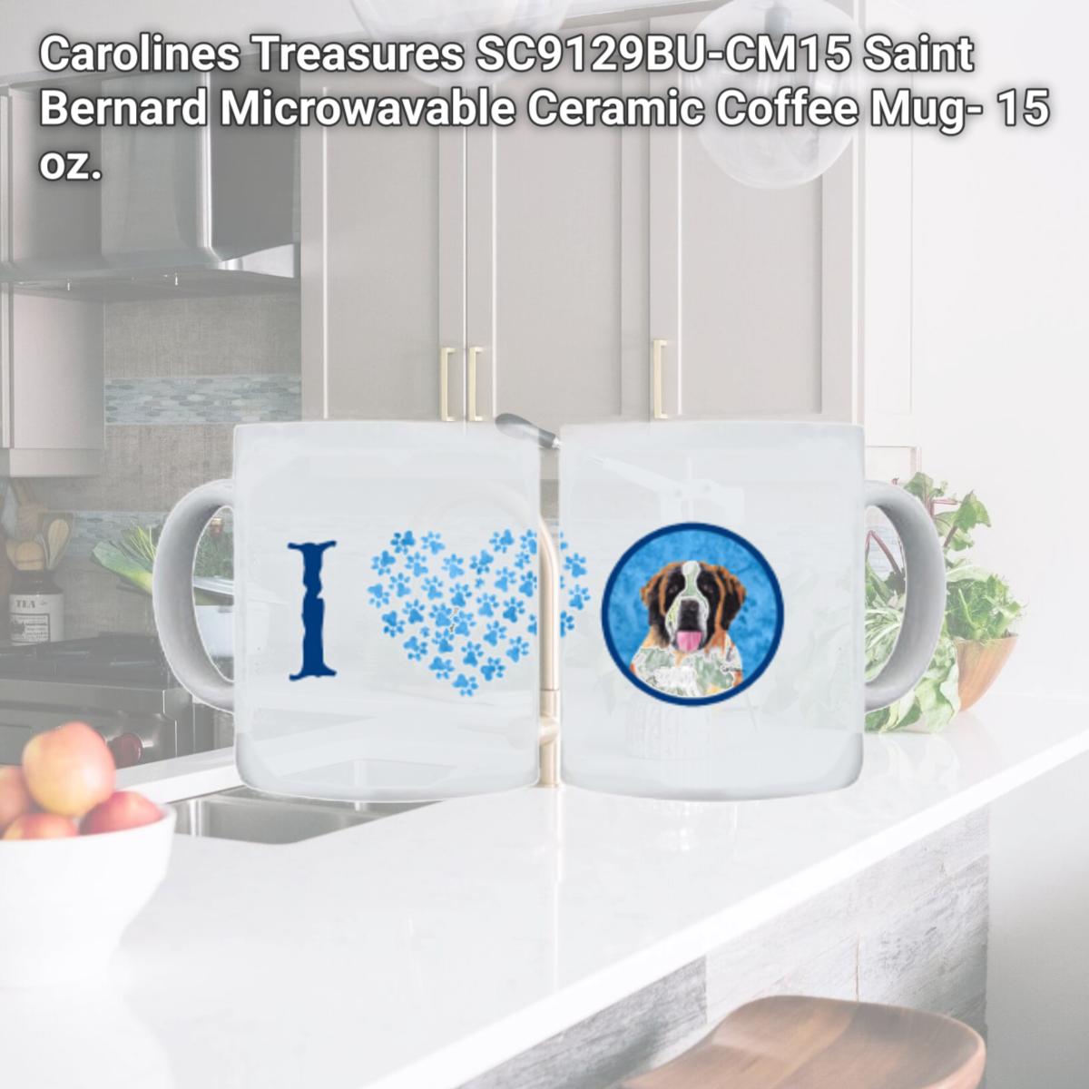 Picture of Carolines Treasures SC9129BU-CM15 Saint Bernard Microwavable Ceramic Coffee Mug- 15 oz.
