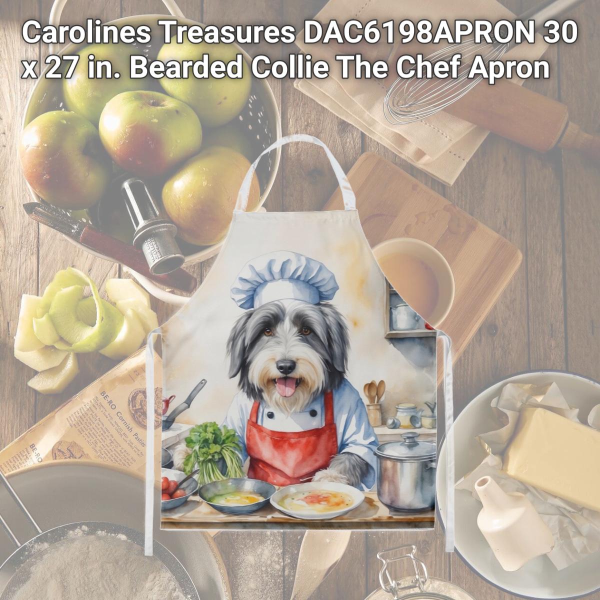 Picture of Carolines Treasures DAC6198APRON 30 x 27 in. Bearded Collie The Chef Apron