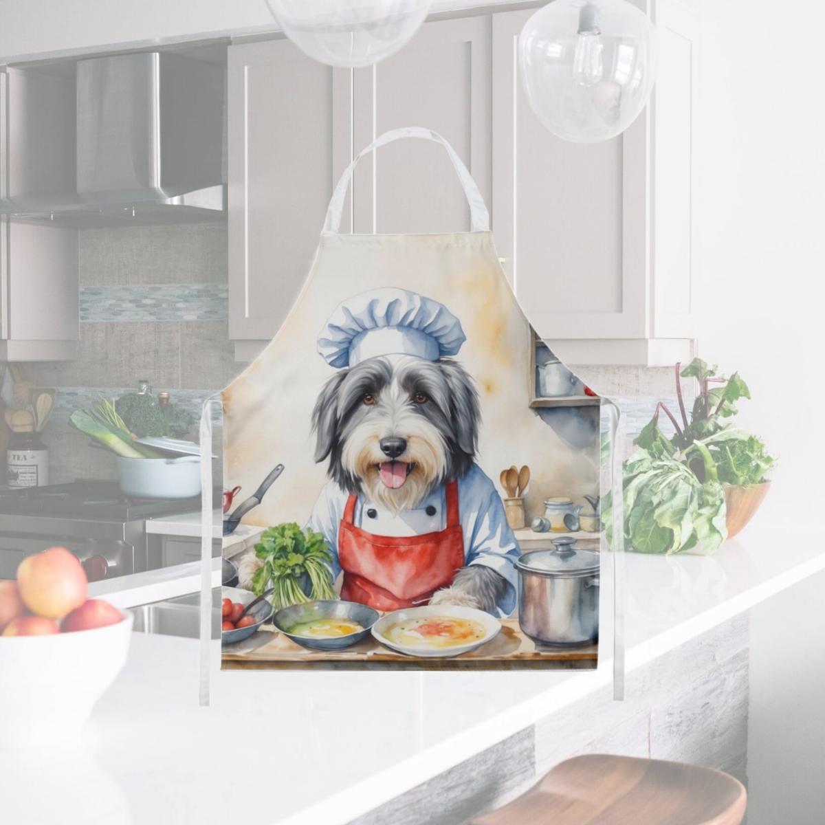 Picture of Carolines Treasures DAC6198APRON 30 x 27 in. Bearded Collie The Chef Apron