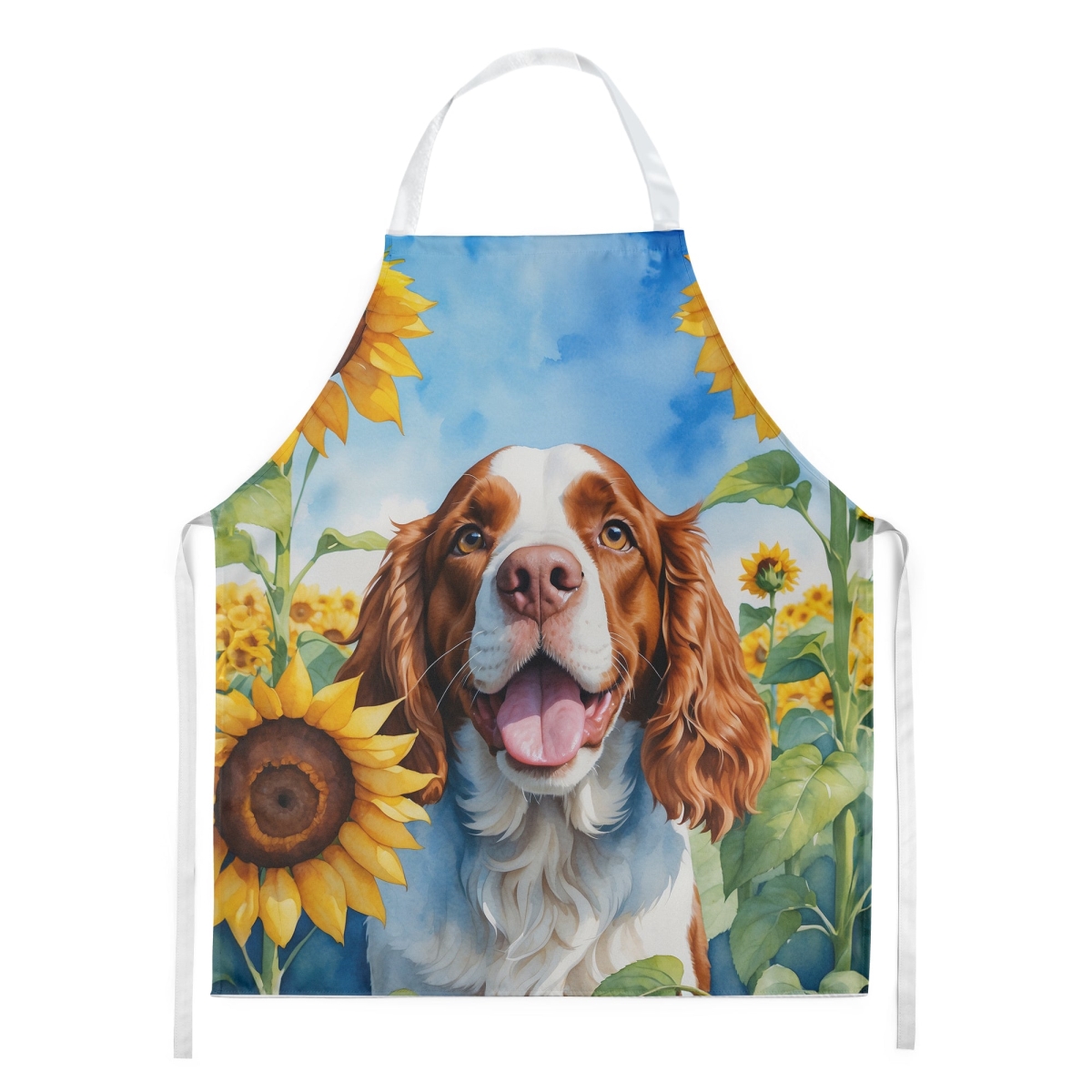 DAC6171APRON 30 x 27 in. Unisex Welsh Springer Spaniel in Sunflowers Apron