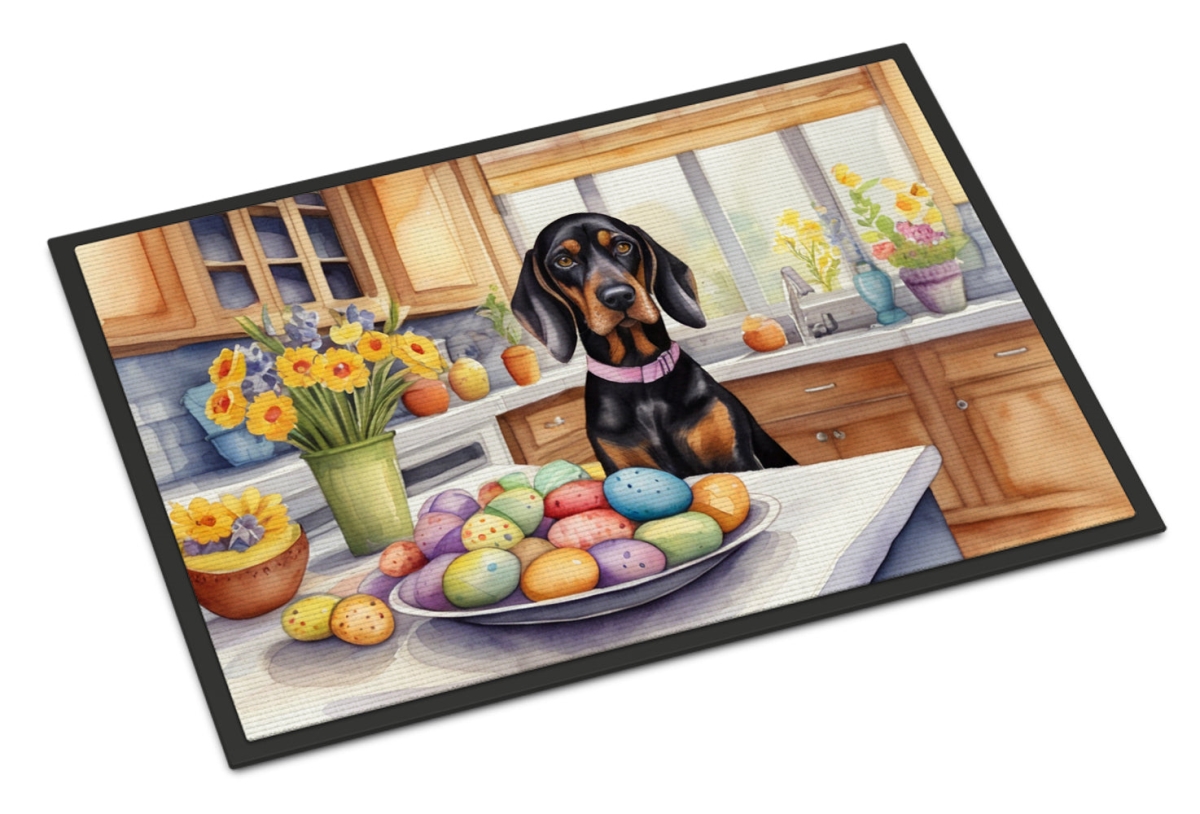 UPC 194030986615 product image for DAC6764MAT 18 x 27 in. Decorating Easter Black & Tan Coonhound Doormat | upcitemdb.com