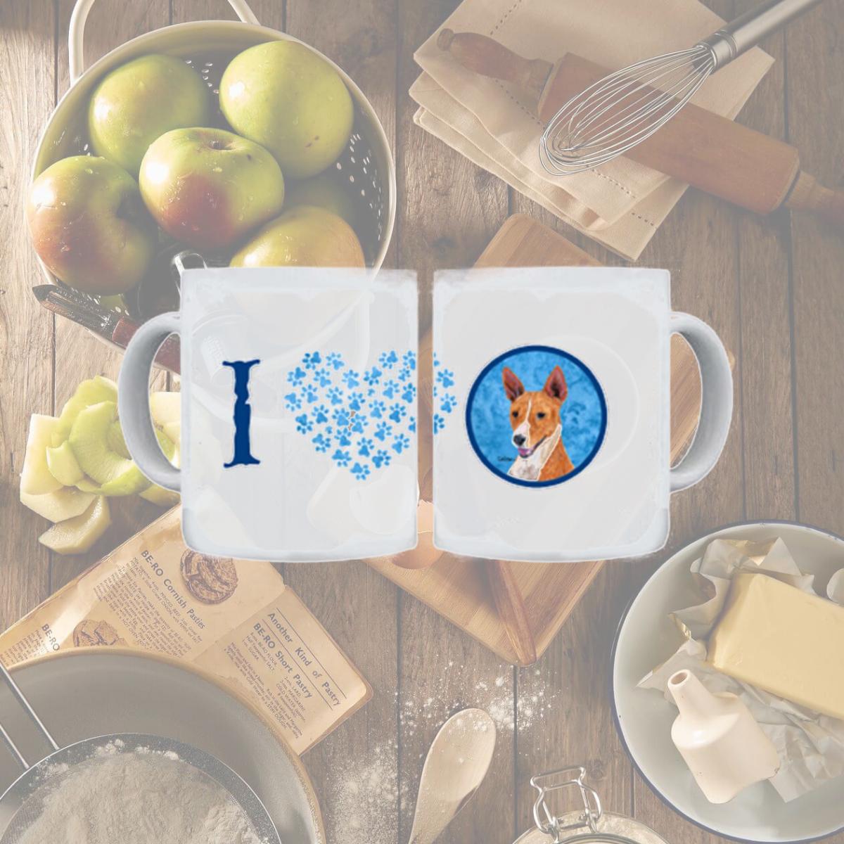 Picture of Carolines Treasures SC9124BU-CM15 Basenji Blue Microwavable Ceramic Coffee Mug- 15 oz.