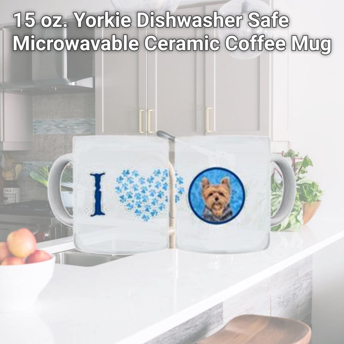 Picture of Carolines Treasures SC9123BU-CM15 15 oz. Yorkie Dishwasher Safe Microwavable Ceramic Coffee Mug