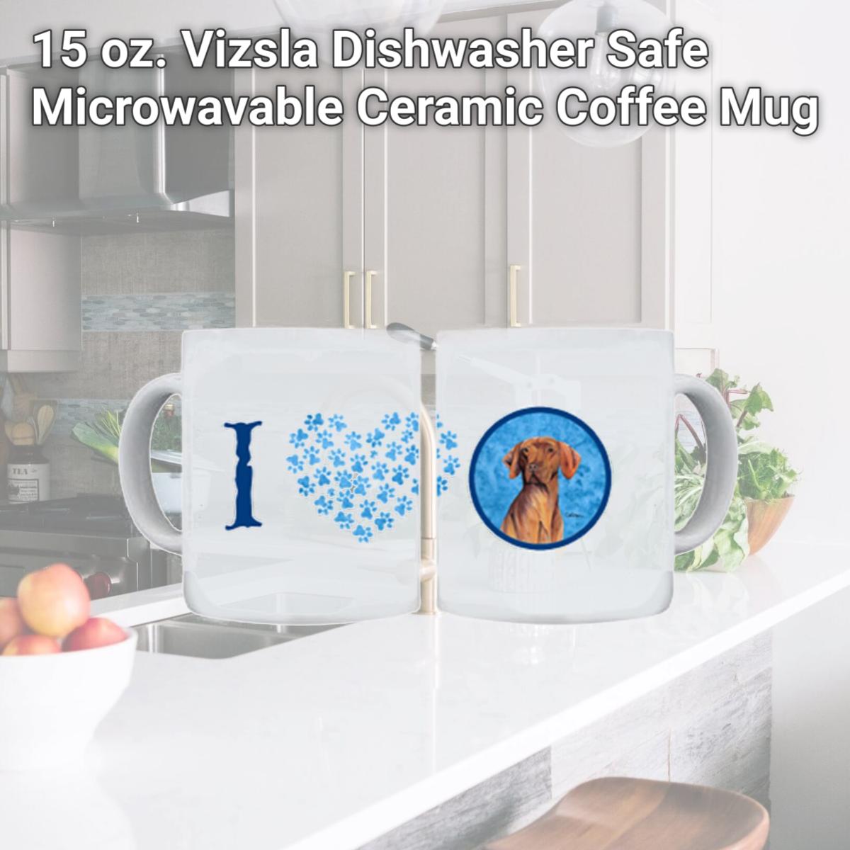 Picture of Carolines Treasures SC9132BU-CM15 15 oz. Vizsla Dishwasher Safe Microwavable Ceramic Coffee Mug