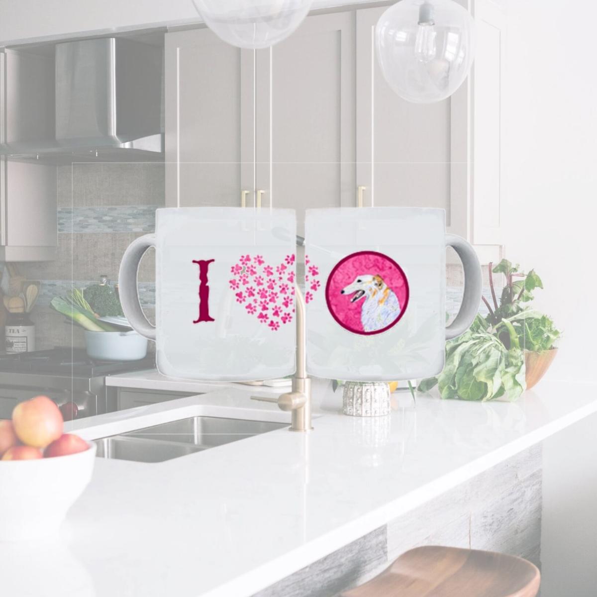 Picture of Carolines Treasures SS4751-PK-CM15 15 oz. Borzoi Dishwasher Safe Microwavable Ceramic Coffee Mug