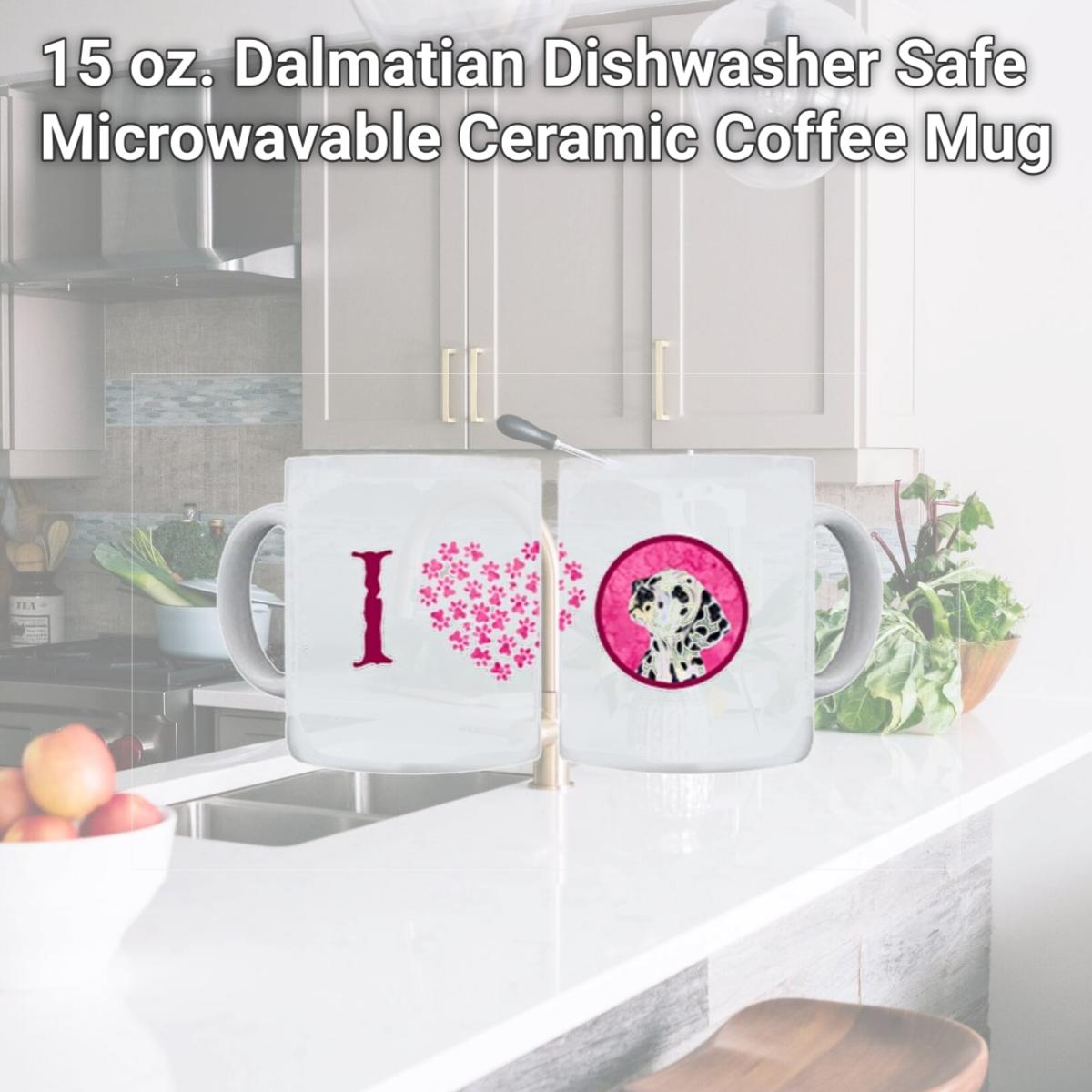 Picture of Carolines Treasures SS4768-PK-CM15 15 oz. Dalmatian Dishwasher Safe Microwavable Ceramic Coffee Mug