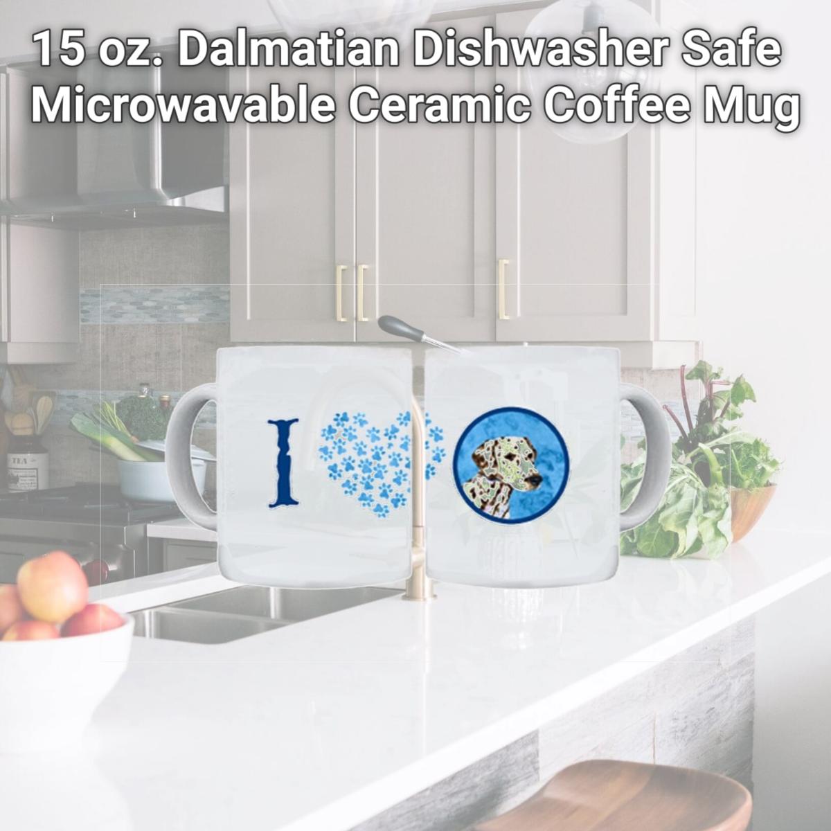 Picture of Carolines Treasures SS4745-BU-CM15 15 oz. Dalmatian Dishwasher Safe Microwavable Ceramic Coffee Mug