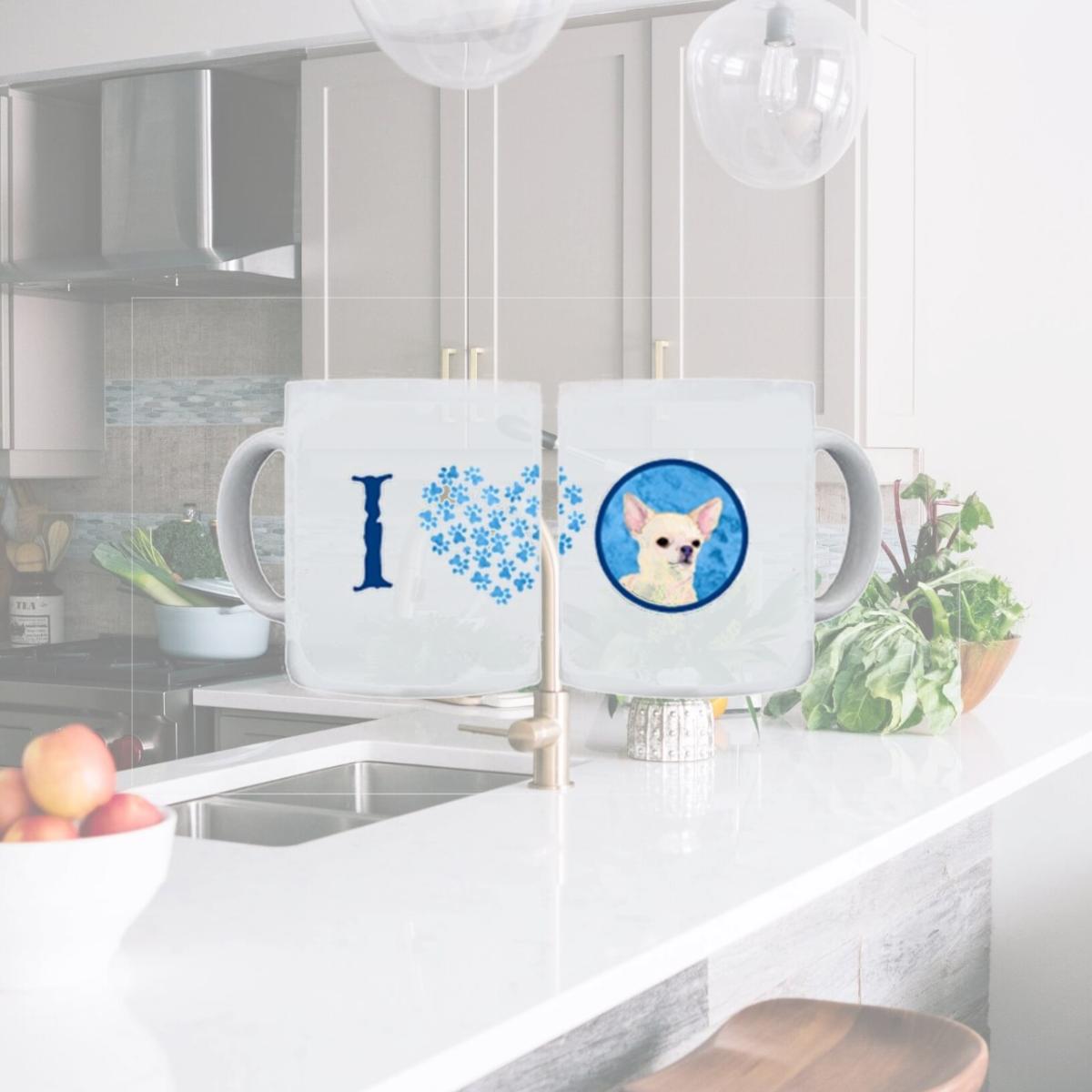 Picture of Carolines Treasures SS4748-BU-CM15 15 oz. Chihuahua Dishwasher Safe Microwavable Ceramic Coffee Mug