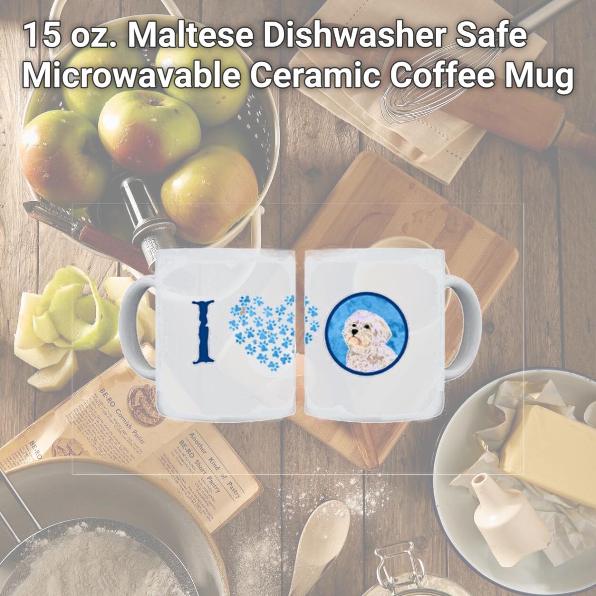 Picture of Carolines Treasures SS4757-BU-CM15 15 oz. Maltese Dishwasher Safe Microwavable Ceramic Coffee Mug