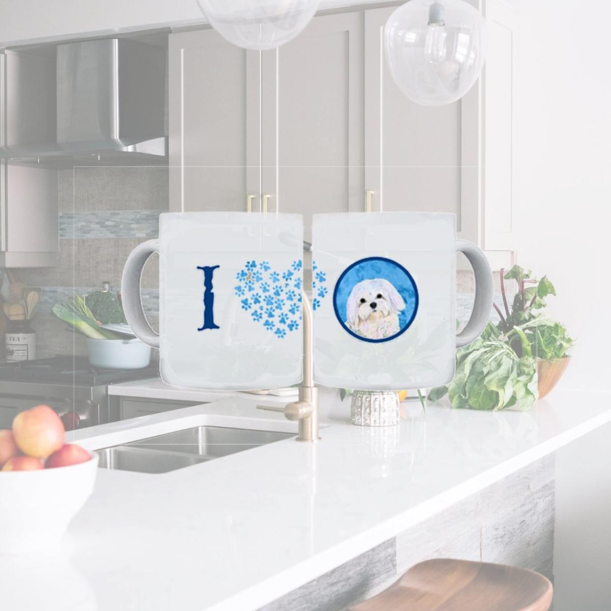 Picture of Carolines Treasures SS4758-BU-CM15 15 oz. Maltese Dishwasher Safe Microwavable Ceramic Coffee Mug