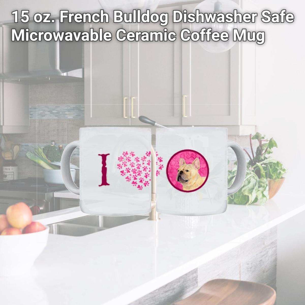 Picture of Carolines Treasures SS4761-PK-CM15 15 oz. French Bulldog Dishwasher Safe Microwavable Ceramic Coffee Mug