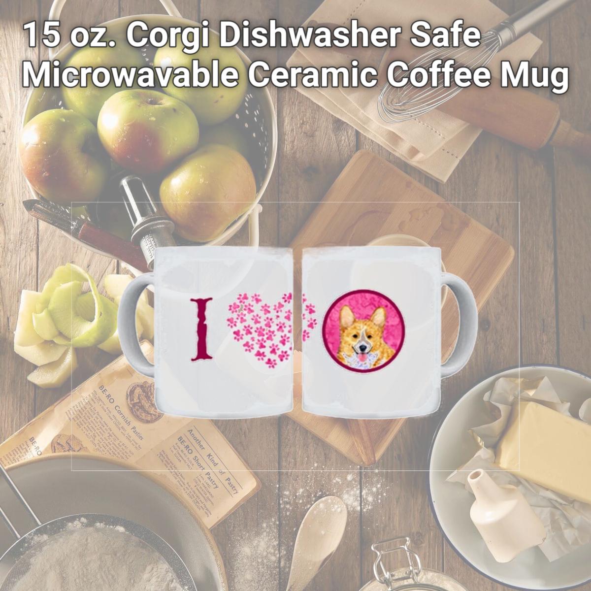 Picture of Carolines Treasures SS4762-PK-CM15 15 oz. Corgi Dishwasher Safe Microwavable Ceramic Coffee Mug