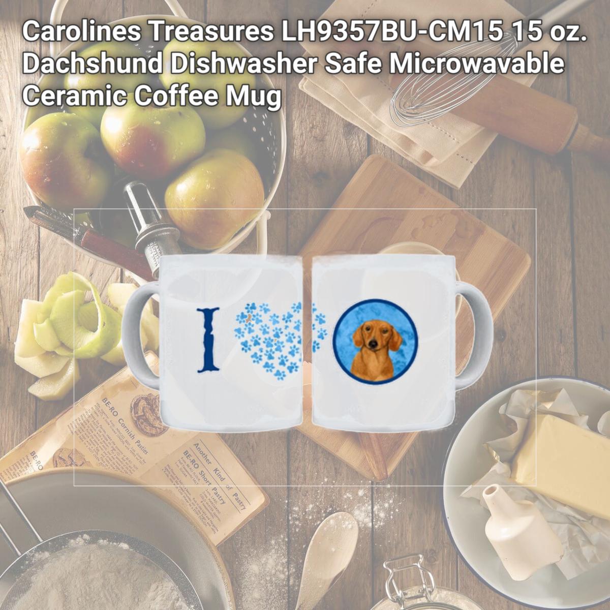 Picture of Carolines Treasures LH9357BU-CM15 15 oz. Dachshund Dishwasher Safe Microwavable Ceramic Coffee Mug