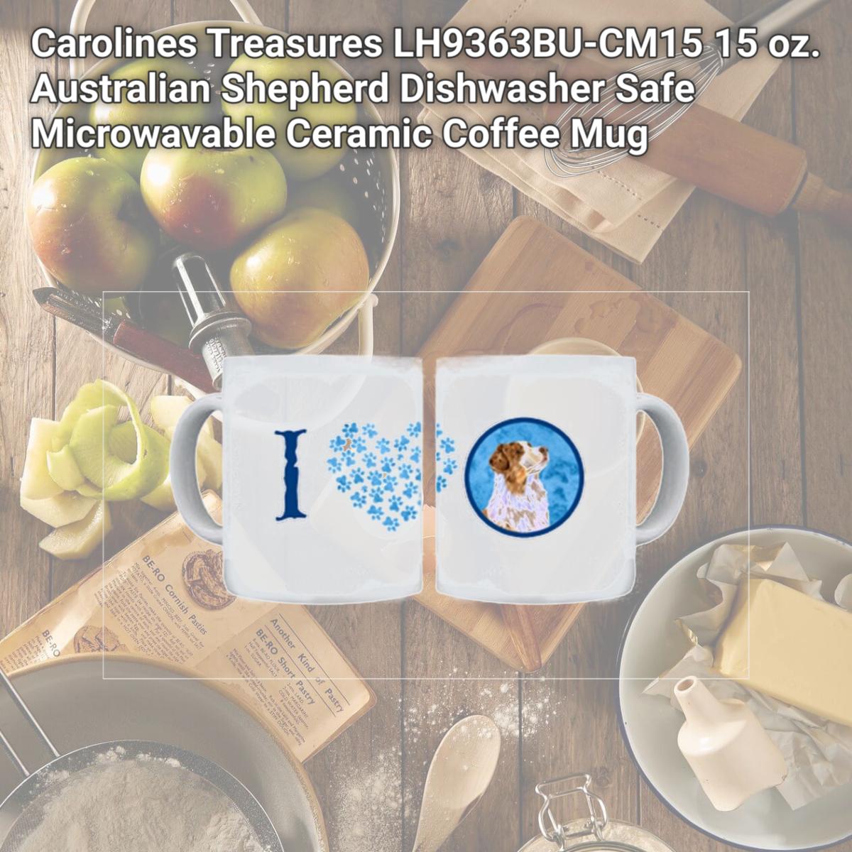 Picture of Carolines Treasures LH9363BU-CM15 15 oz. Australian Shepherd Dishwasher Safe Microwavable Ceramic Coffee Mug
