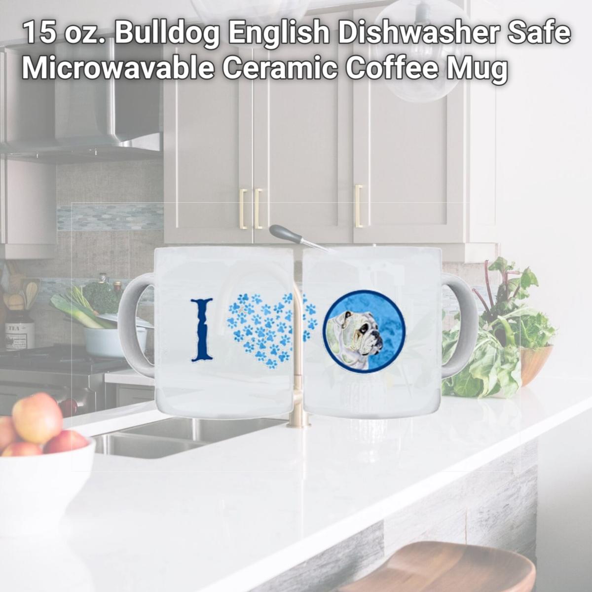 Picture of Carolines Treasures LH9364BU-CM15 15 oz. Bulldog English Dishwasher Safe Microwavable Ceramic Coffee Mug