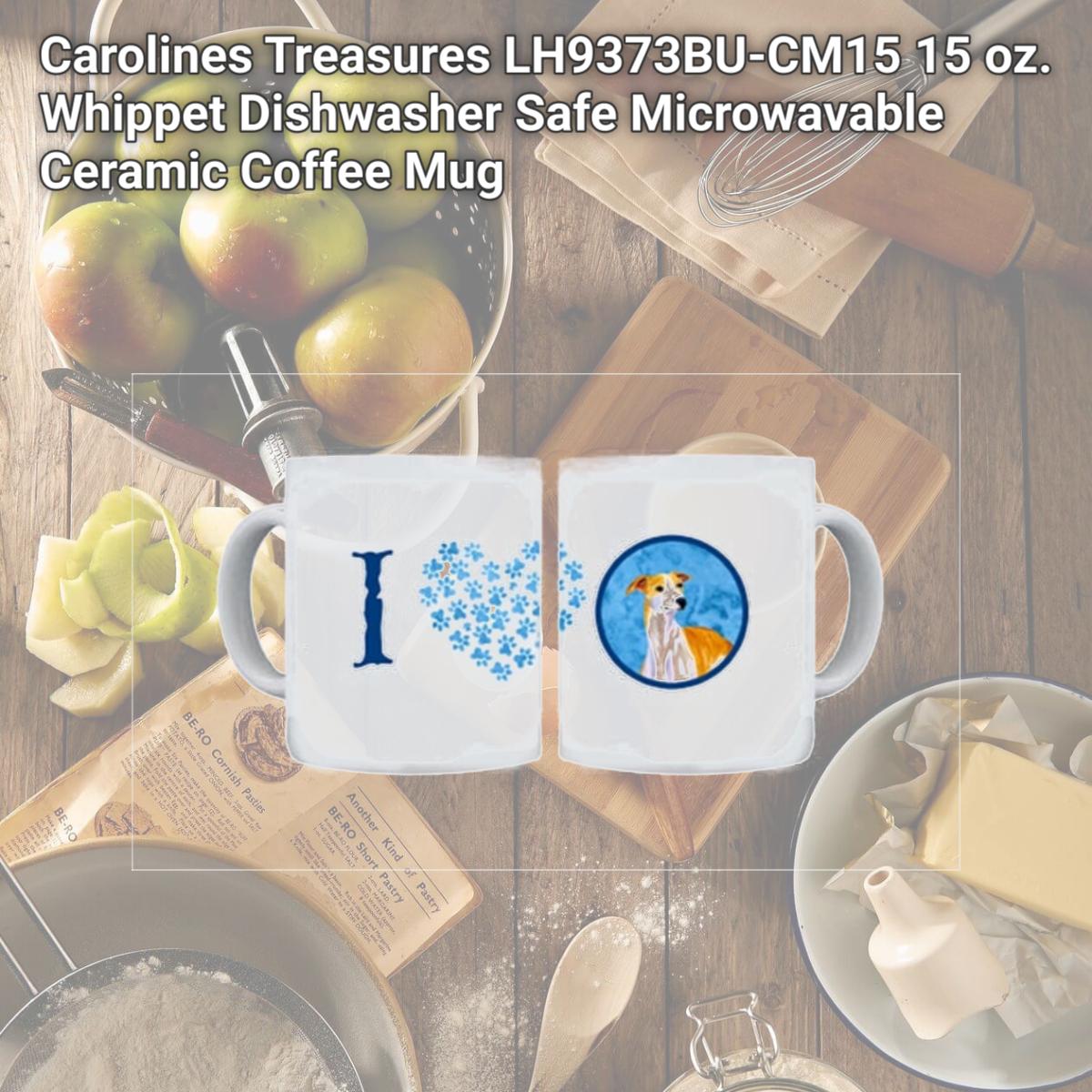 Picture of Carolines Treasures LH9373BU-CM15 15 oz. Whippet Dishwasher Safe Microwavable Ceramic Coffee Mug