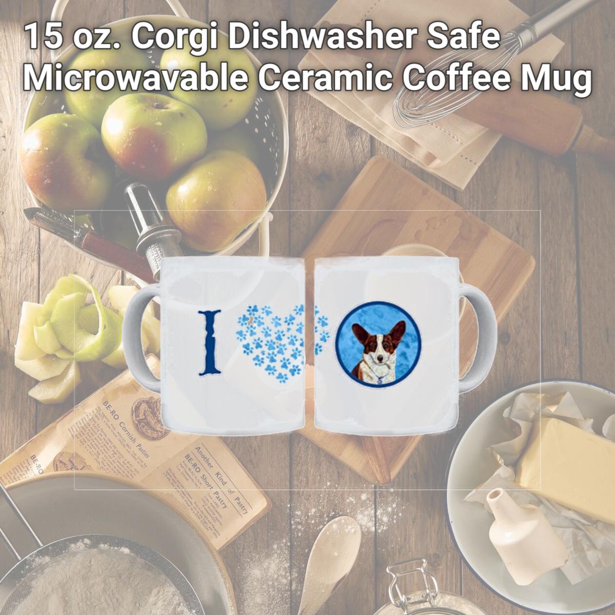 Picture of Carolines Treasures LH9378BU-CM15 15 oz. Corgi Dishwasher Safe Microwavable Ceramic Coffee Mug
