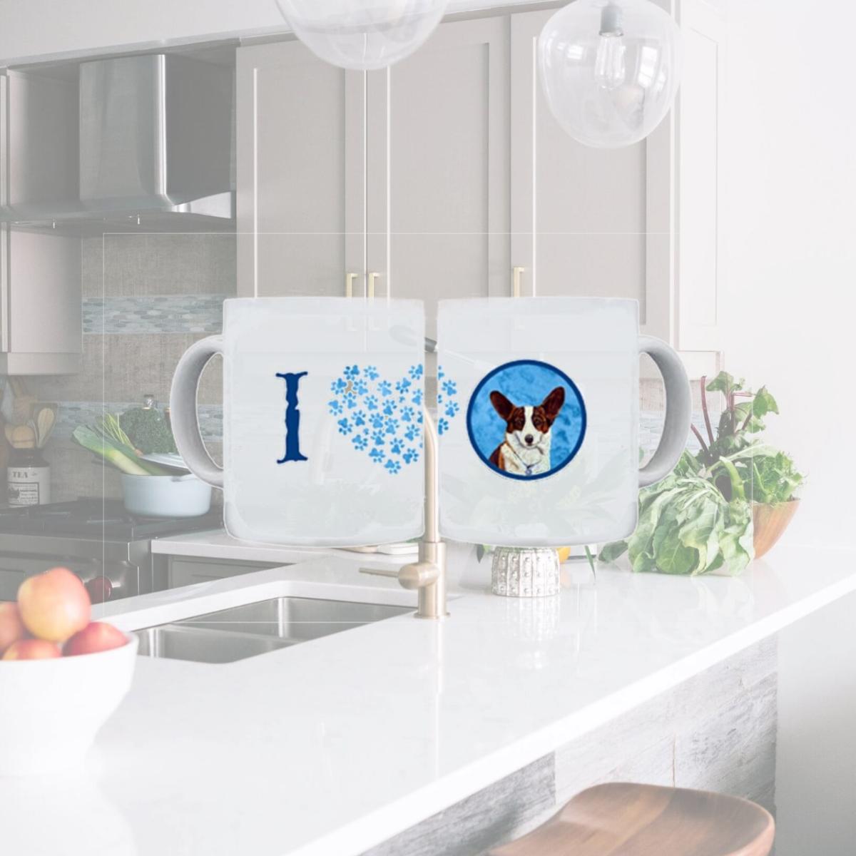 Picture of Carolines Treasures LH9378BU-CM15 15 oz. Corgi Dishwasher Safe Microwavable Ceramic Coffee Mug