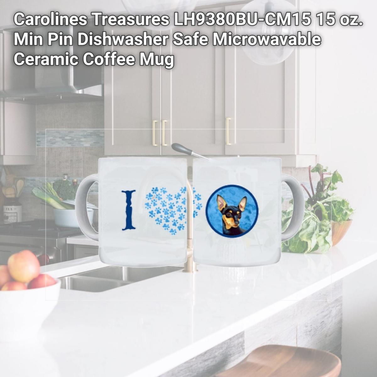Picture of Carolines Treasures LH9380BU-CM15 15 oz. Min Pin Dishwasher Safe Microwavable Ceramic Coffee Mug