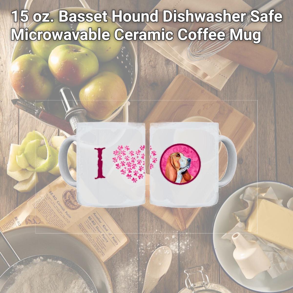 Picture of Carolines Treasures LH9377PK-CM15 15 oz. Basset Hound Dishwasher Safe Microwavable Ceramic Coffee Mug