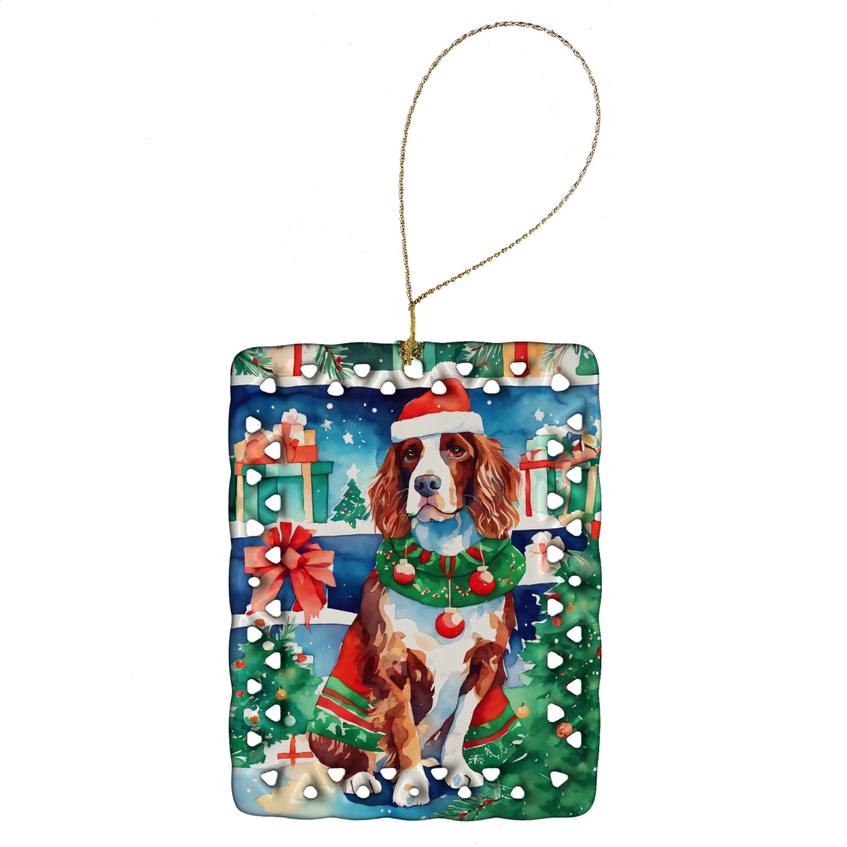 DAC3681CO2 3.4 x 2.6 in. Welsh Springer Spaniel Christmas Porcelain Ornament